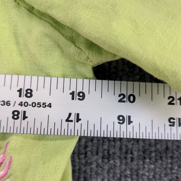 AKC Women's Button Up Shirt Green Large Short Sleeve Embroidered Shoulder Pads - Picture 14 of 14